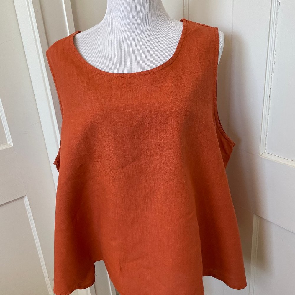 Bryn Walker orange linen sleeveless swing top size XXL